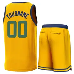 Yellow Navy Classic Sets Basketball Jersey 3