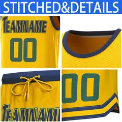 Yellow Navy Classic Sets Basketball Jersey 6