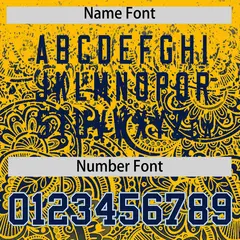 Yellow Navy Floral Gradient Full Button Baseball Jersey 4