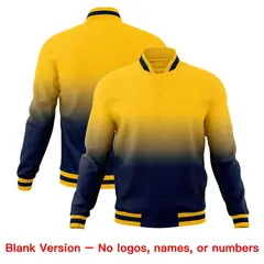 Yellow Navy Gradient Full-Snap Varsity Letterman Jacket 7