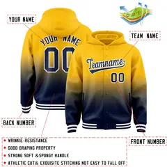 Yellow Navy Gradient Varsity Full-Snap Letterman Jacket Hoodie 4