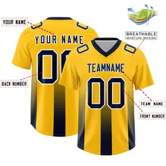 Yellow Navy Gradient Vertical Stripe Fashion Football Jersey 2