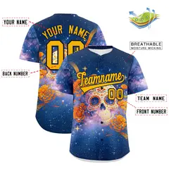 Yellow Navy Graffiti Mexican Style Baseball Jersey 3