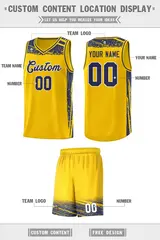 Yellow Navy Graffiti Pattern Sports Basketball Jersey 2