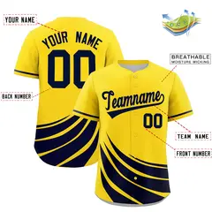 Yellow Navy Graffiti Wind Mark Baseball Jersey 2