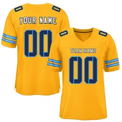 Yellow Navy-Powder Blue Mesh Football Jersey 1