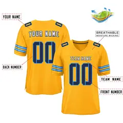 Yellow Navy-Powder Blue Mesh Football Jersey 2