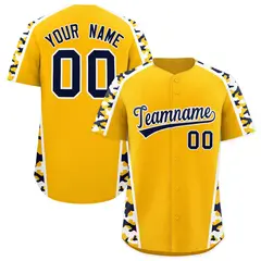 Yellow Navy Side Camo Baseball Jersey 1