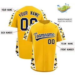 Yellow Navy Side Camo Baseball Jersey 2