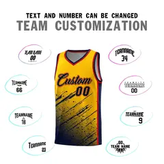 Yellow Navy Splash Basketball Uniforms for School 4