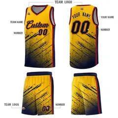 Yellow Navy Splash Basketball Uniforms for School 5