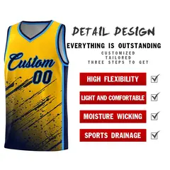 Yellow Navy Splash Basketball Uniforms for Summer Camp 2
