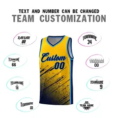 Yellow Navy Splash Basketball Uniforms for Summer Camp 4