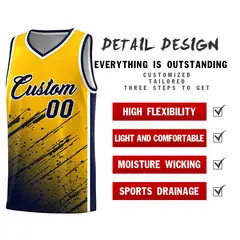 Yellow Navy Splash Basketball Uniforms for Teams 2