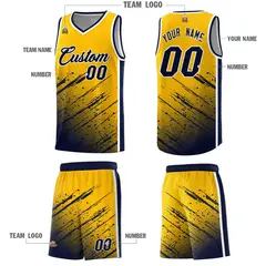 Yellow Navy Splash Basketball Uniforms for Teams 5