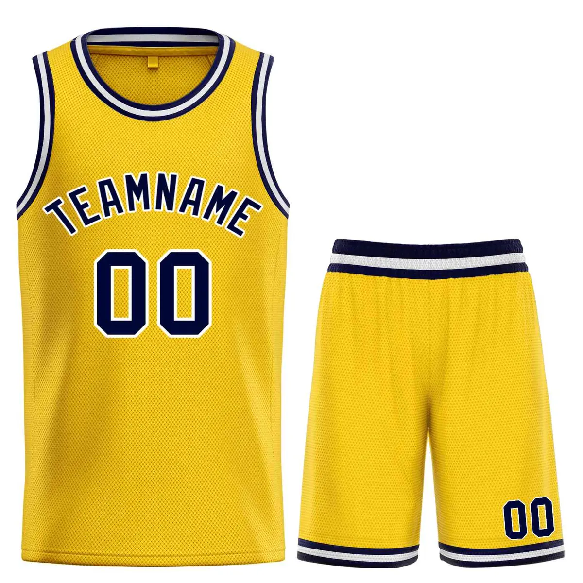 Yellow Navy-White Bull Classic Sets Basketball Jersey
