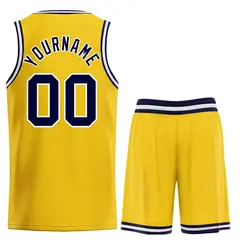Yellow Navy-White Bull Classic Sets Basketball Jersey 2