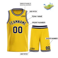 Yellow Navy-White Bull Classic Sets Basketball Jersey 3