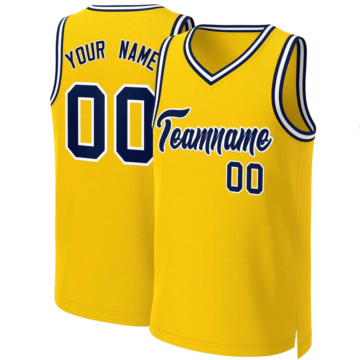 Yellow Navy-White Classic Basketball Jersey