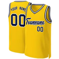 Yellow Navy-White Classic Basketball Jersey