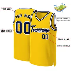 Yellow Navy-White Classic Basketball Jersey 2