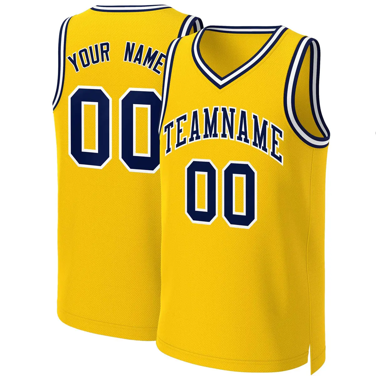 Yellow Navy-White Classic Basketball Jersey