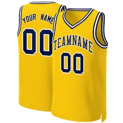 Yellow Navy-White Classic Basketball Jersey 1