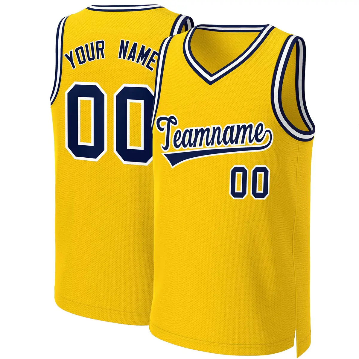 Yellow Navy-White Classic Basketball Jersey