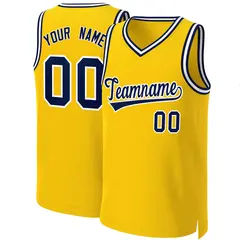 Yellow Navy-White Classic Basketball Jersey 1