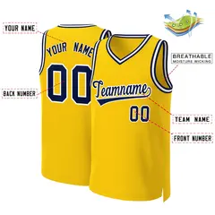 Yellow Navy-White Classic Basketball Jersey 2