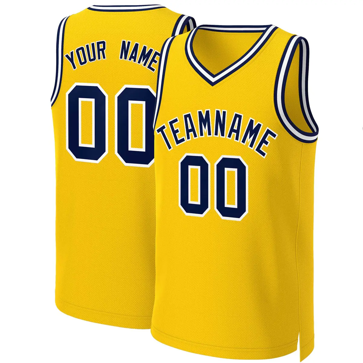 Yellow Navy-White Classic Basketball Jersey