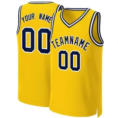 Yellow Navy-White Classic Basketball Jersey 1
