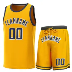 Yellow Navy-White Classic Sets Basketball Jersey 1