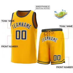 Yellow Navy-White Classic Sets Basketball Jersey 2