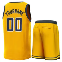 Yellow Navy-White Classic Sets Basketball Jersey 3