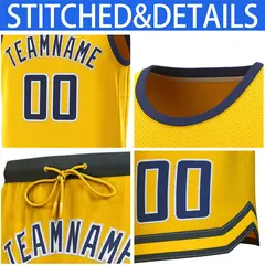Yellow Navy-White Classic Sets Basketball Jersey 6