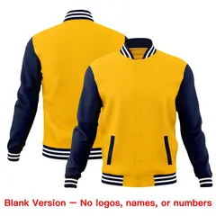 Yellow Navy White Raglan Sleeve Cotton Letterman Jacket 6