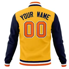 Yellow Navy-White Varsity Raglan Full-Snap Letterman Jacket 6