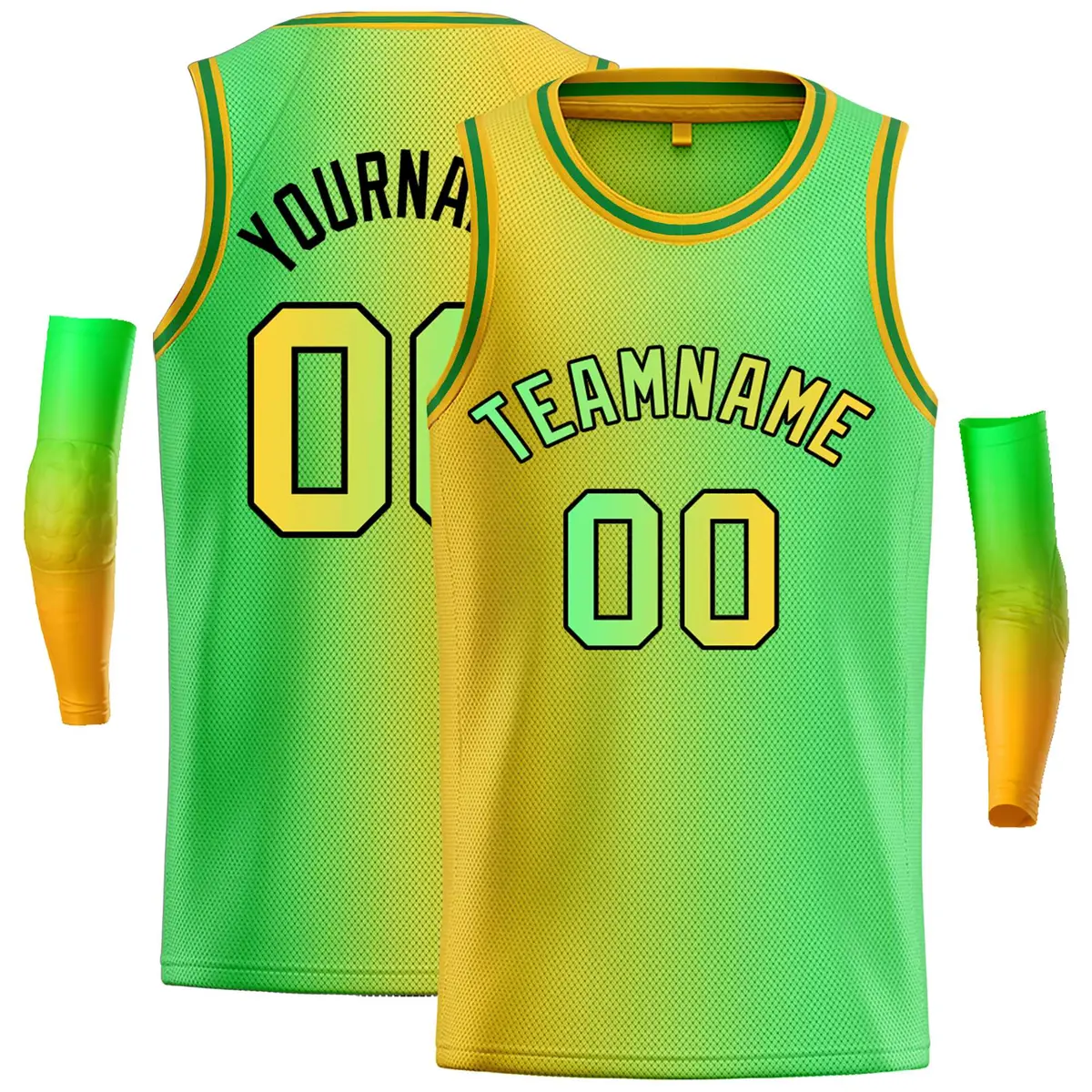 Yellow Neon Green-Black Gradient Bull Basketball Jersey