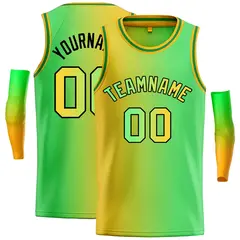 Yellow Neon Green-Black Gradient Bull Basketball Jersey