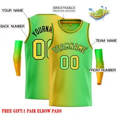 Yellow Neon Green-Black Gradient Bull Basketball Jersey 2
