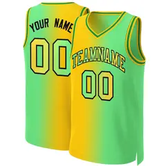 Yellow Neon Green-Black Gradient Fashion Basketball Jersey