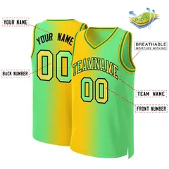 Yellow Neon Green-Black Gradient Fashion Basketball Jersey 2