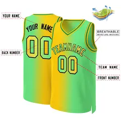 Yellow Neon Green-Black Gradient Fashion Basketball Jersey 2