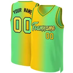 Yellow Neon Green-Black Gradient Fashion Basketball Jersey