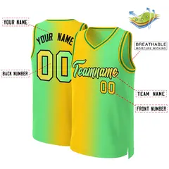 Yellow Neon Green-Black Gradient Fashion Basketball Jersey 2