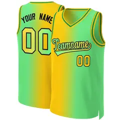 Yellow Neon Green-Black Gradient Fashion Basketball Jersey 1
