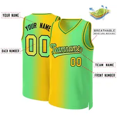 Yellow Neon Green-Black Gradient Fashion Basketball Jersey 2