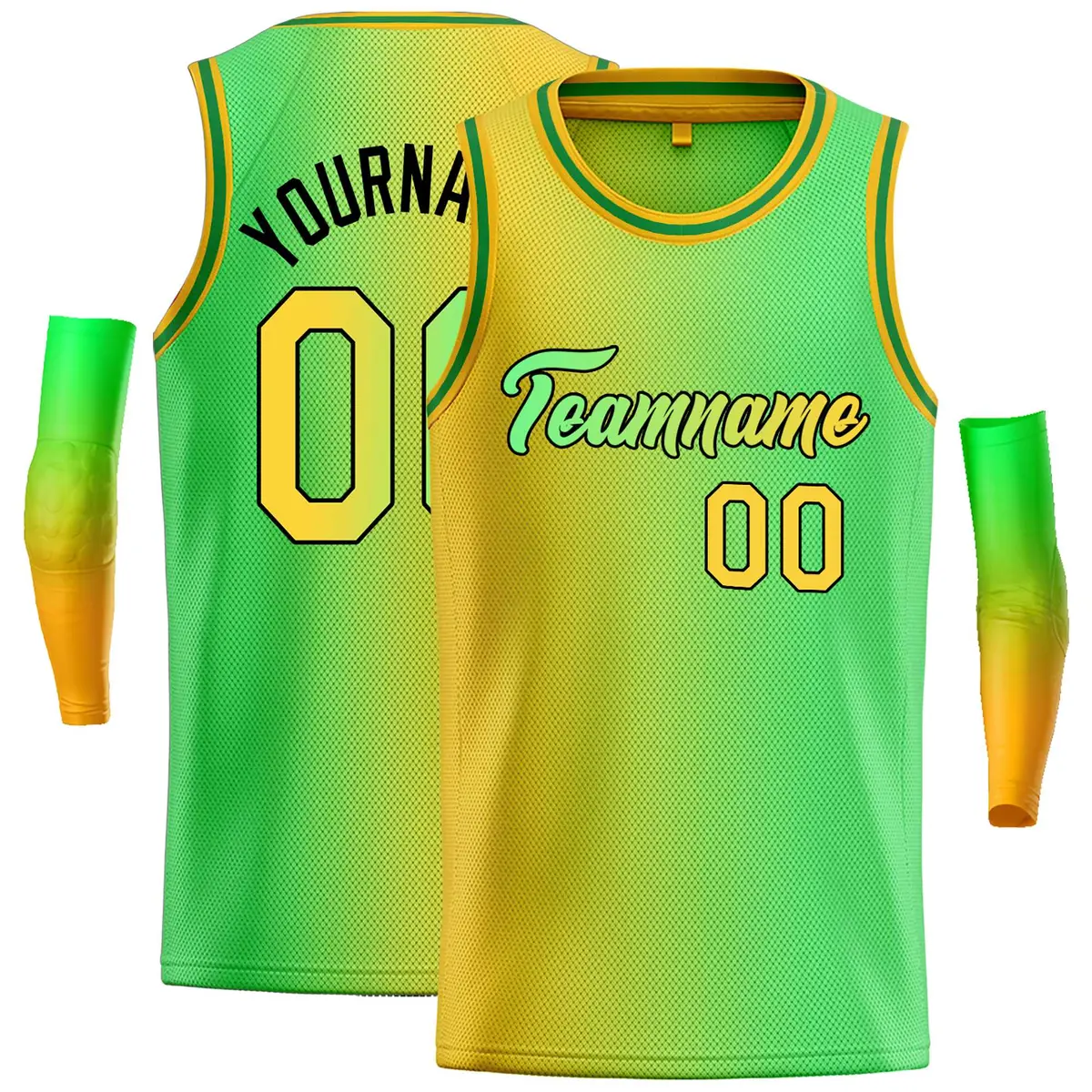 Yellow Neon Green-Black Gradient Heal Basketball Jersey