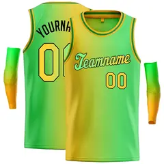 Yellow Neon Green-Black Gradient Tilted Basketball Jersey
